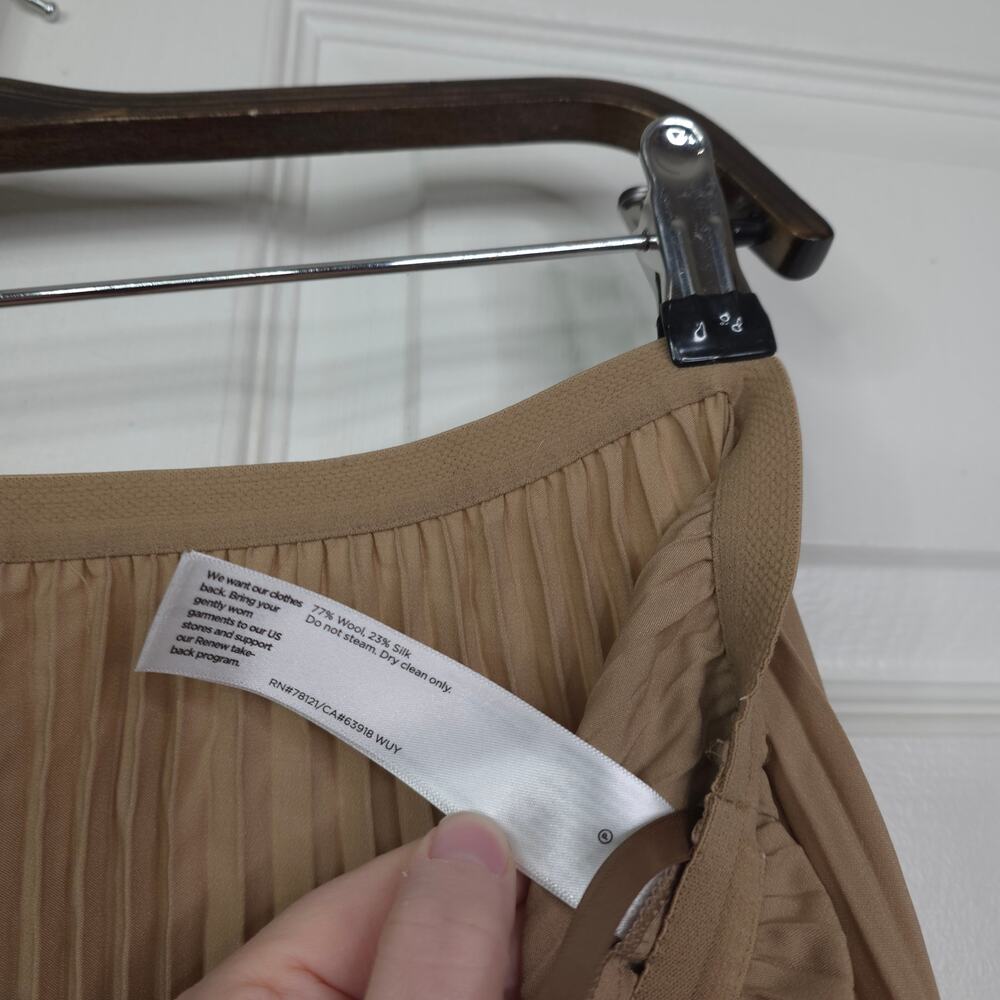 Eileen Fisher Woven Wool Silk A-Line Midi Skirt Biscuit Women's Size XL - Picture 5 of 6